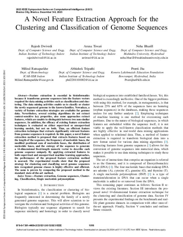 (PDF) A Novel Feature Extraction Approach for the Clustering and ...