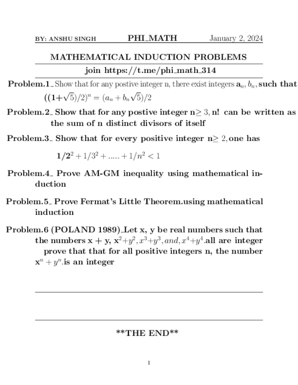 Mathematical Induction Problems