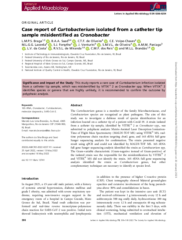 (PDF) Case report of Curtobacterium isolated from a catheter tip sample ...