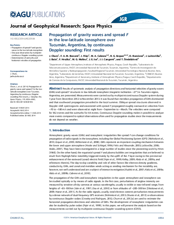 (PDF) Propagation of gravity waves and spread F in the low‐latitude ...