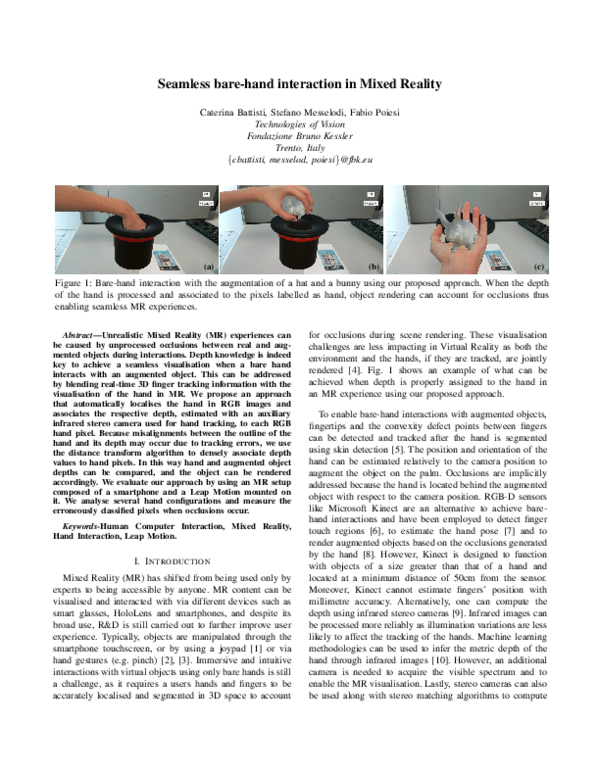 (PDF) Seamless Bare-Hand Interaction in Mixed Reality