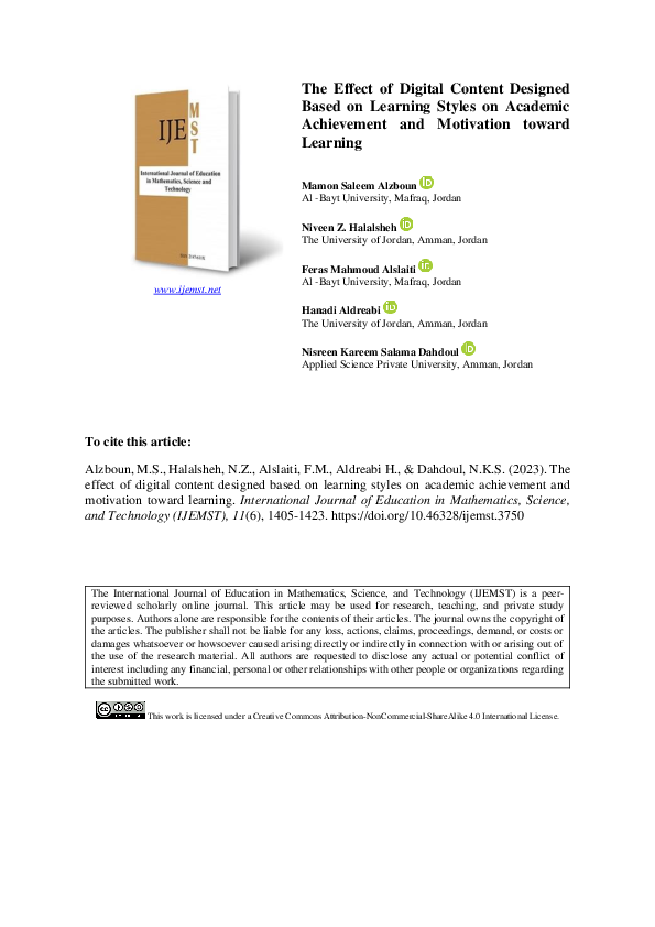 (PDF) The Effect of Digital Content Designed Based on Learning Styles ...