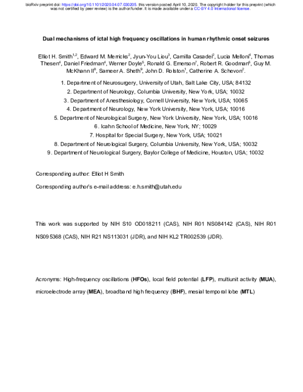 (PDF) Dual mechanisms of ictal high frequency oscillations in human ...