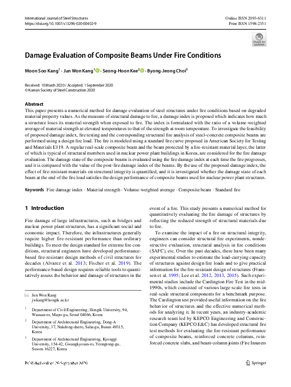 (PDF) Damage Evaluation of Composite Beams Under Fire Conditions