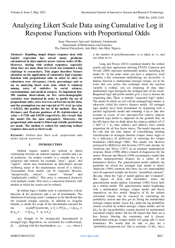 (PDF) Analyzing Likert Scale Data using Cumulative Log it Response ...