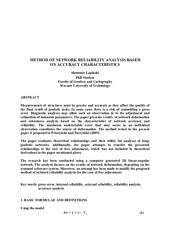 (PDF) Method of network reliability analysis based on accuracy ...