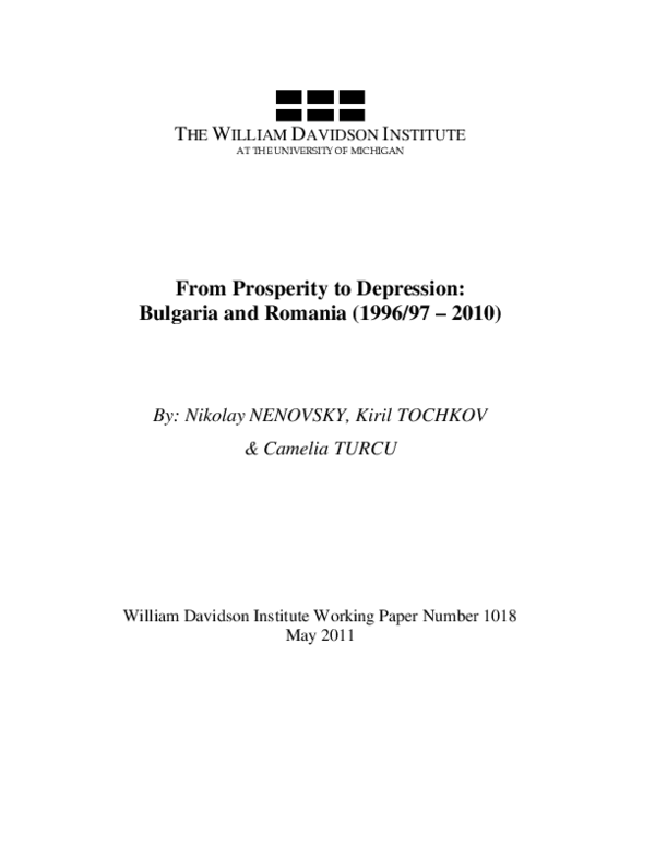 (PDF) From Prosperity to Depression: Bulgaria and Romania (1996/97-2010)