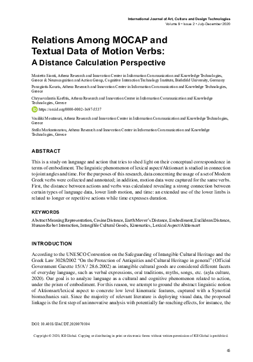 (PDF) Relations Among MOCAP and Textual Data of Motion Verbs: A ...