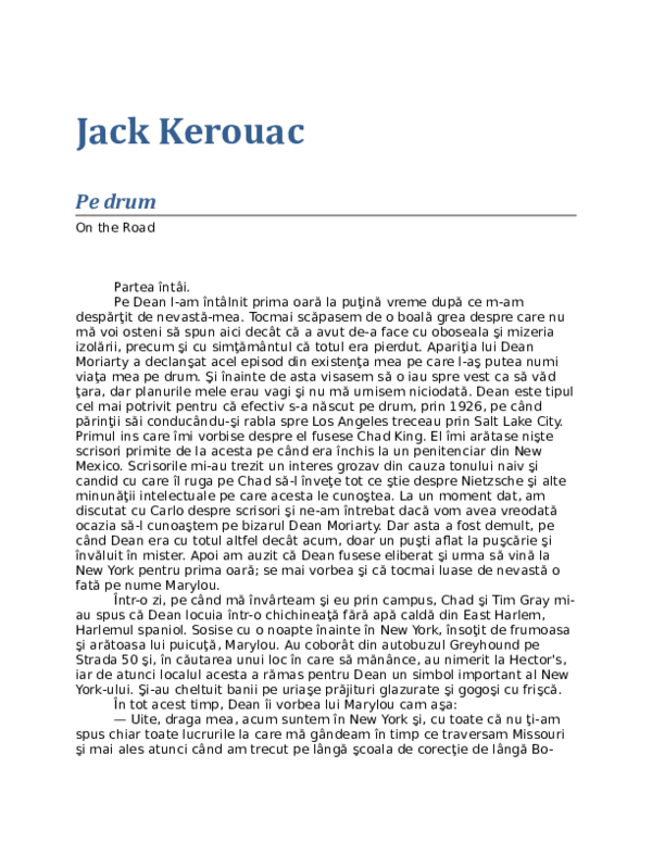 (PDF) Pe drum Jack Kerouac Amalia Băcăoanu Academia.edu