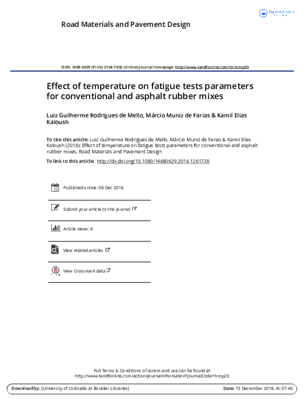 (PDF) Effect of temperature on fatigue tests parameters for ...
