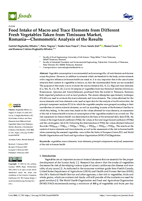 (PDF) Food Intake of Macro and Trace Elements from Different Fresh ...