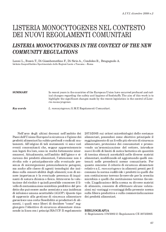 (PDF) Listeria Monocytogenes in the Context of the New Community