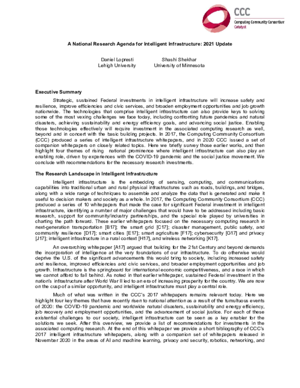 (PDF) A National Research Agenda for Intelligent Infrastructure: 2021 ...