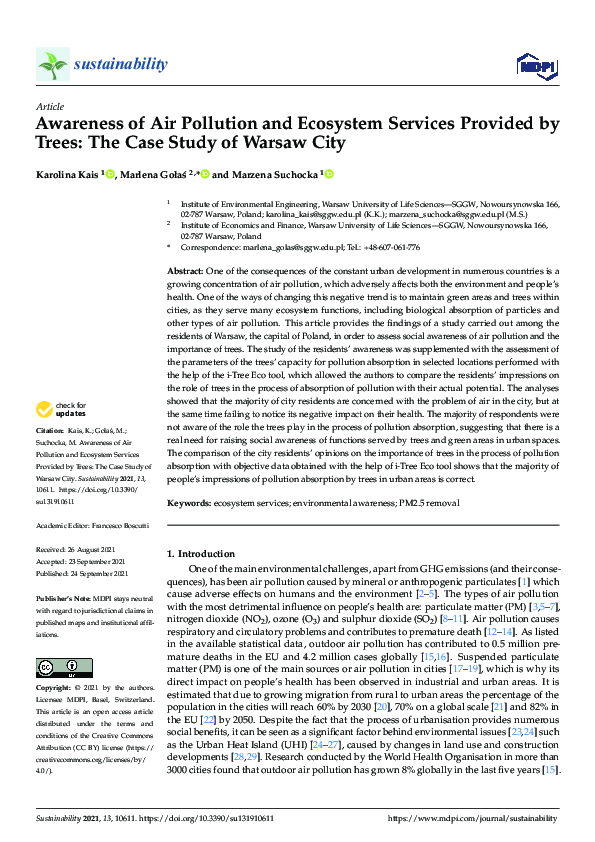  pdf awareness of air pollution and ecosystem services provided by