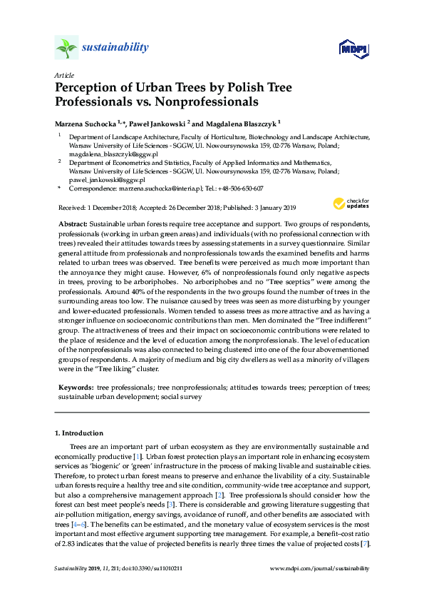 (PDF) Perception of Urban Trees by Polish Tree Professionals vs. Non ...