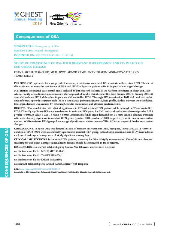 (PDF) Study of Coexistence of Osa with Resistant Hypertension and Its ...
