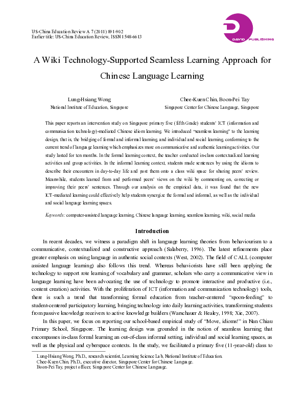 (PDF) A Wiki Technology-Supported Seamless Learning Approach for ...