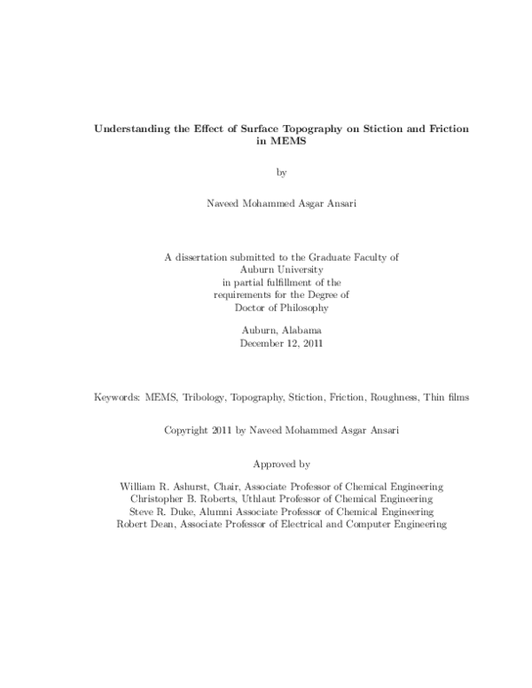 (PDF) Understanding the effect of surface topography on stiction and ...