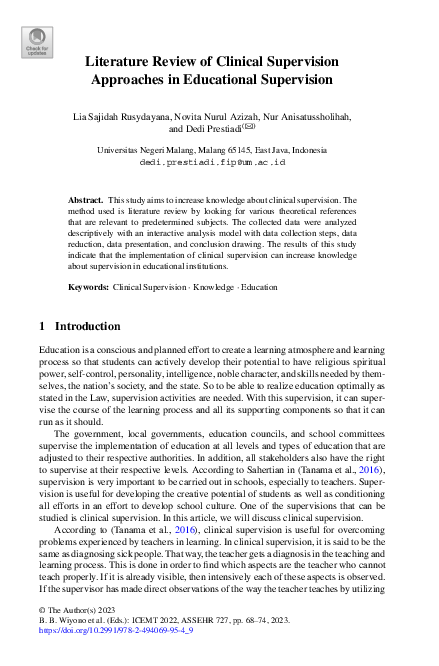 (PDF) Literature Review of Clinical Supervision Approaches in ...