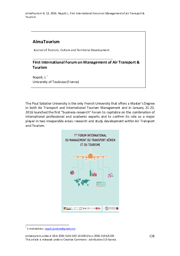 (PDF) First International Forum on Management of Air Transport & Tourism