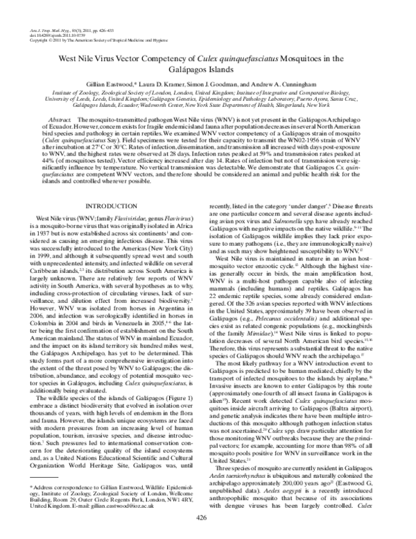 (PDF) West Nile Virus Vector Competency of Culex quinquefasciatus ...