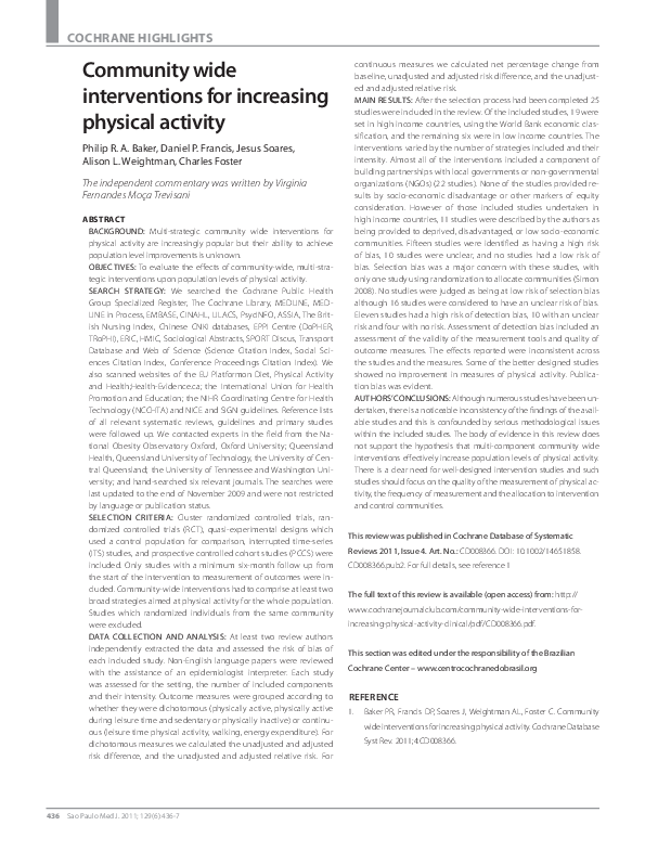 (PDF) Community wide interventions for increasing physical activity