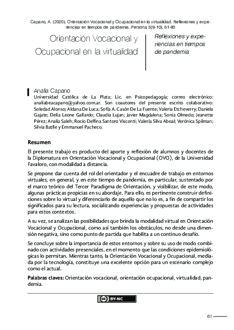 (PDF) Orientación Vocacional y Ocupacional en la virtualidad