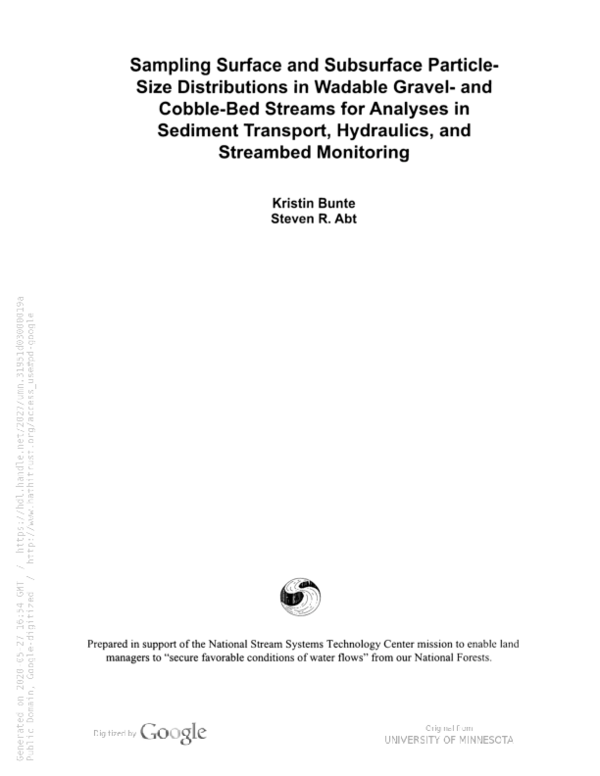 (PDF) Sampling surface and subsurface particle-size distributions in ...