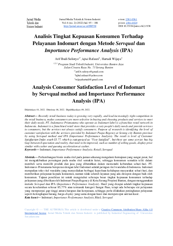 (PDF) Analisis Tingkat Kepuasan Konsumen Terhadap Pelayanan Indomaret ...