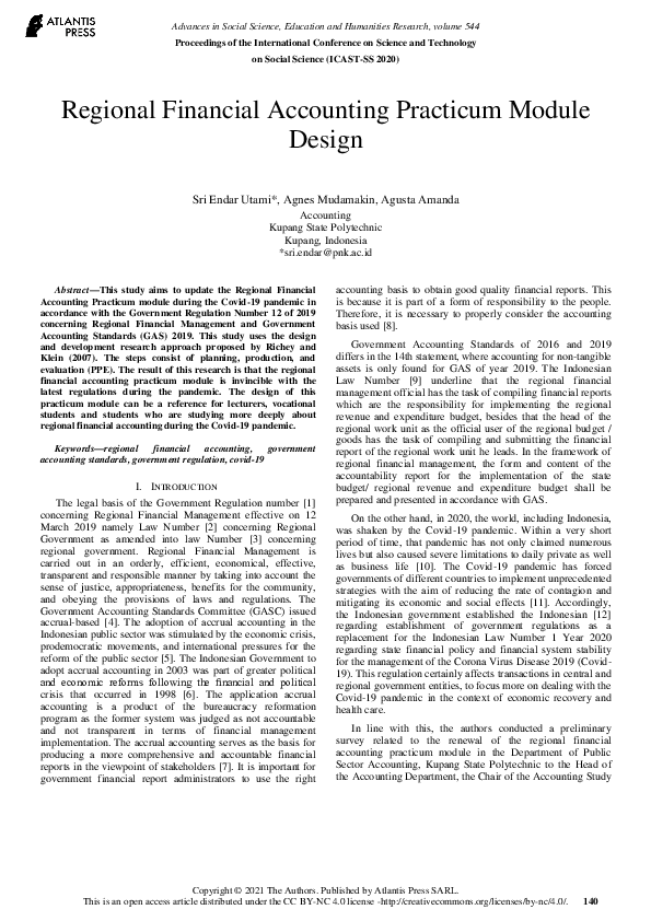 (PDF) Regional Financial Accounting Practicum Module Design