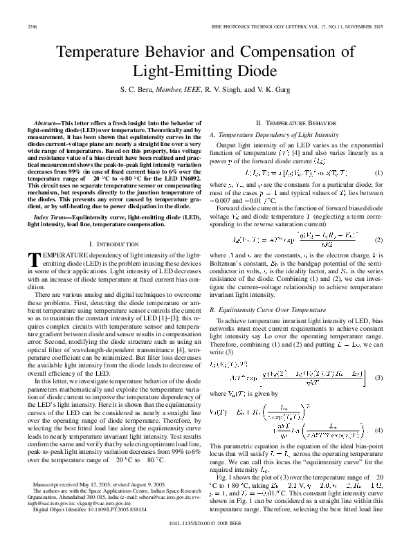 (PDF) Temperature behavior and compensation of light-emitting diode