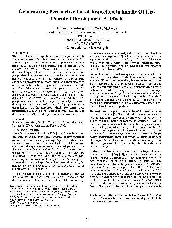 (PDF) Generalizing perspective-based inspection to handle object ...