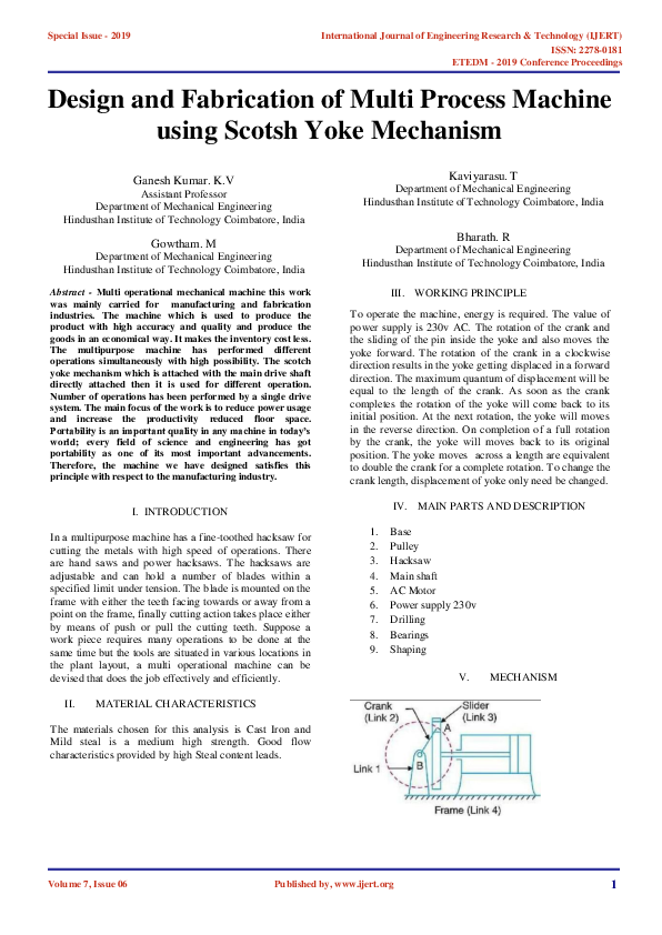 (PDF) Design and Fabrication of Multi Process Machine using Scotsh Yoke ...