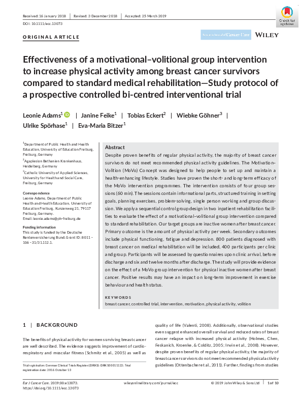 (PDF) Effectiveness of a motivational–volitional group intervention to ...