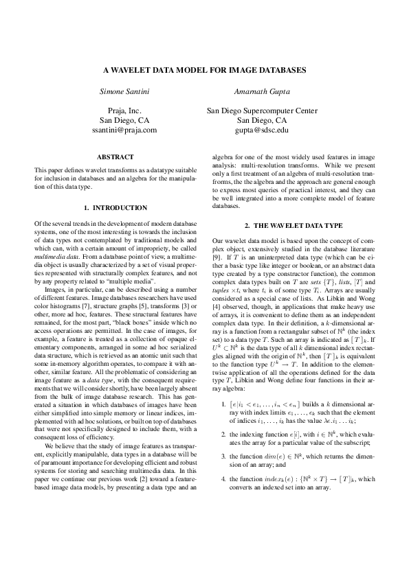(PDF) A wavelet data model for image databases