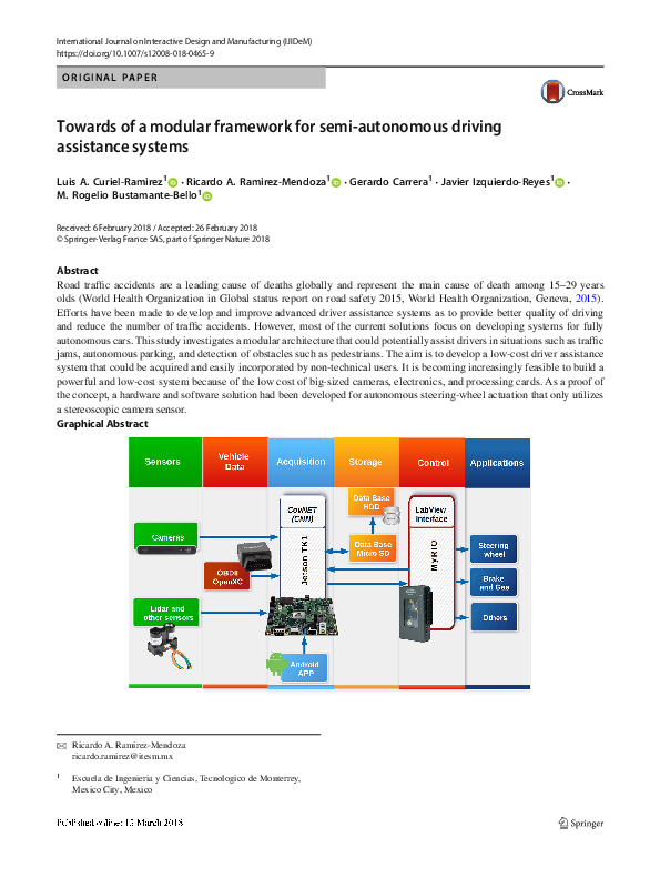 (PDF) Towards of a modular framework for semi-autonomous driving ...