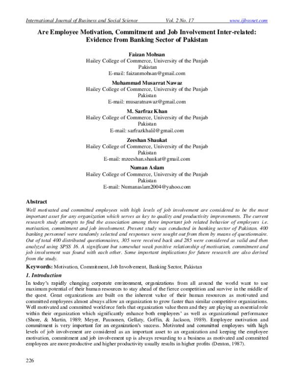 (PDF) Are Employee Motivation, Commitment and Job Involvement Inter ...