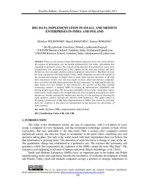 (PDF) Big Data Implementation in Small and Medium Enterprises in India ...