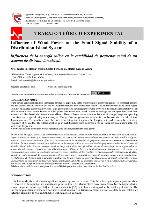 (PDF) Influence of Wind Power on the Small Signal Stability of a ...