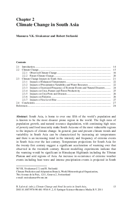 (PDF) Climate Change in South Asia