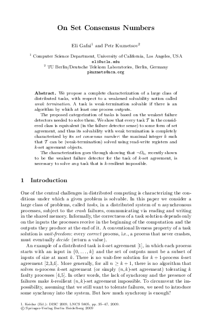 (PDF) On Set Consensus Numbers