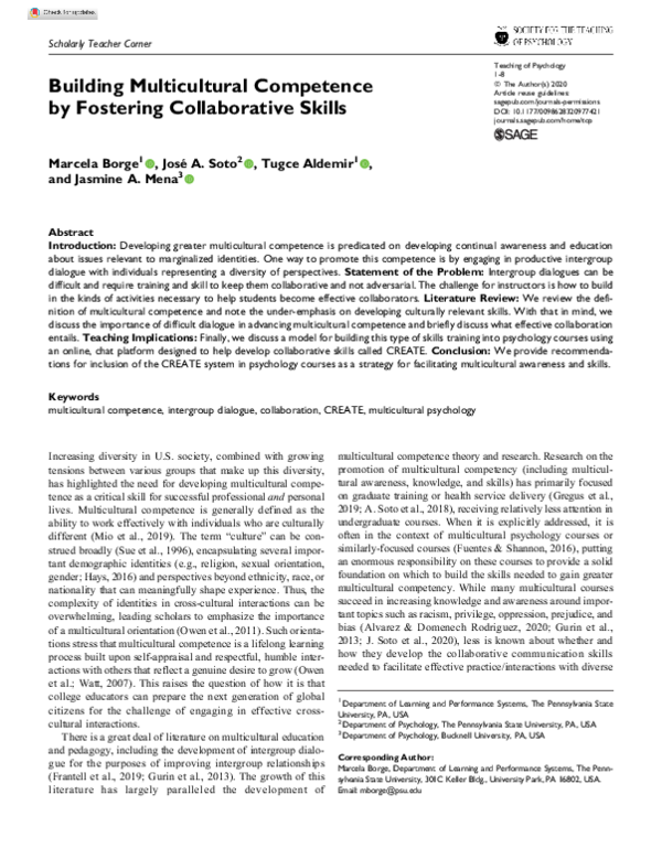 (PDF) Building Multicultural Competence by Fostering Collaborative Skills