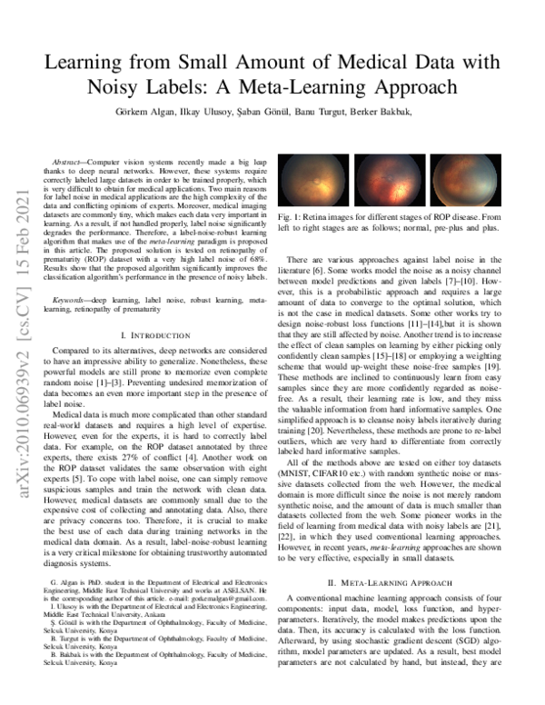 (PDF) Deep Learning from Small Amount of Medical Data with Noisy Labels ...