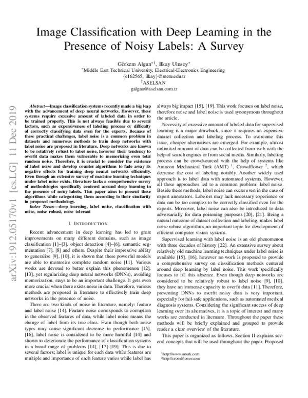 (PDF) Image classification with deep learning in the presence of noisy ...