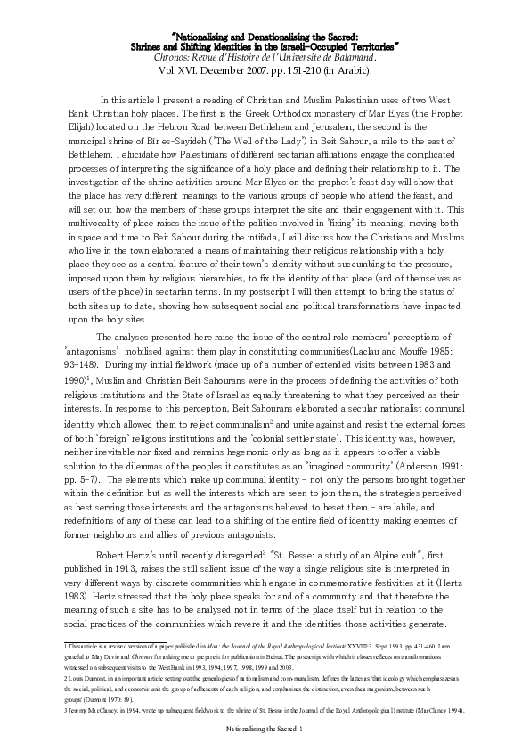 (PDF) Nationalising and Denationalising the sacred: shrines and ...