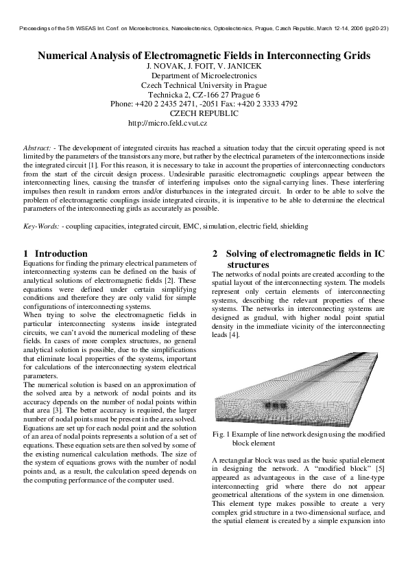 (PDF) Numerical Analysis of Electromagnetic Fields in Interconnecting Grids