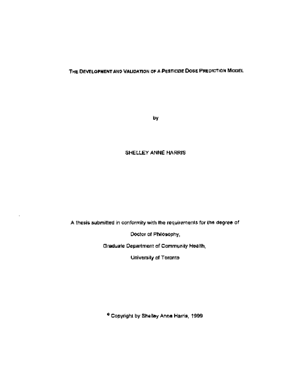 (PDF) The development and validation of a pesticide dose prediction model