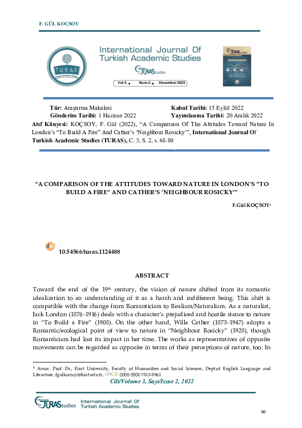 (PDF) To Make a Fire and Neighbour Rosicky | F.Gul Kocsoy - Academia.edu