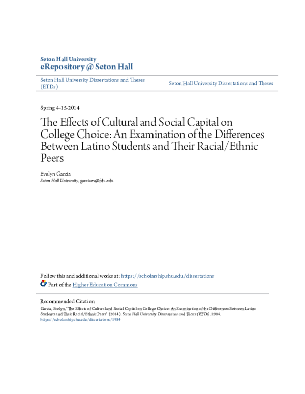 (PDF) The Effects of Cultural and Social Capital on College Choice: An ...
