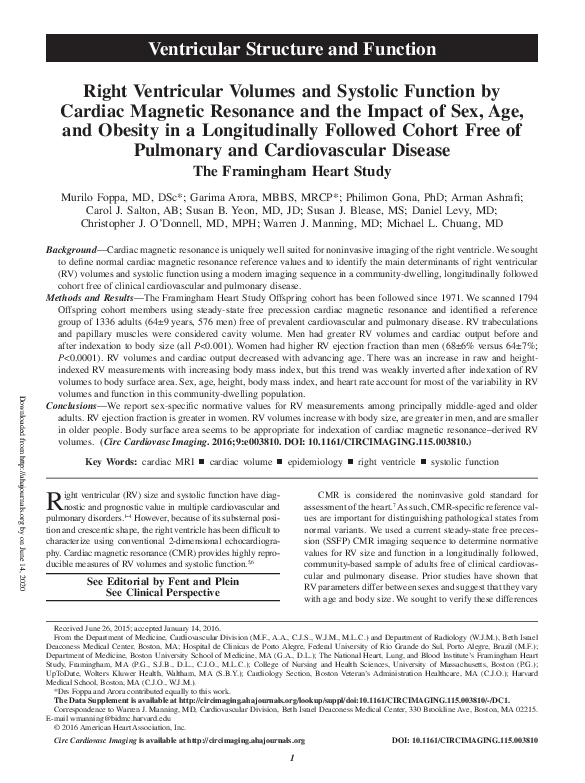 (PDF) Right Ventricular Volumes and Systolic Function by Cardiac ...